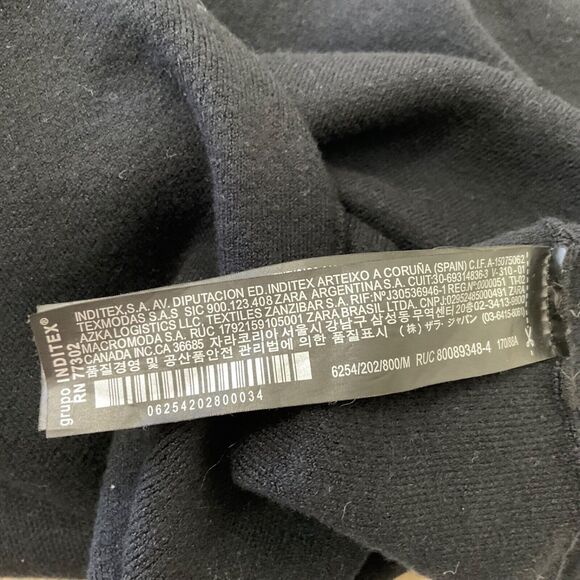 Zara Knit midi Dress Fit & Flair ruffle hem women’s size M Black gold buttons - Picture 12 of 13